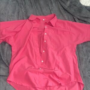 Vibrant Pink Button Down Shirt with Relaxed Fit
